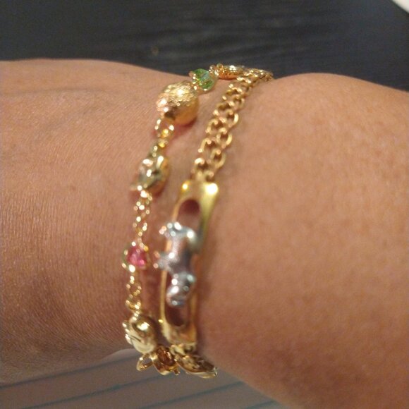 Neiman Marcus 18K Gold Plated Multicolor Elephant Bracelet - Picture 3 of 4